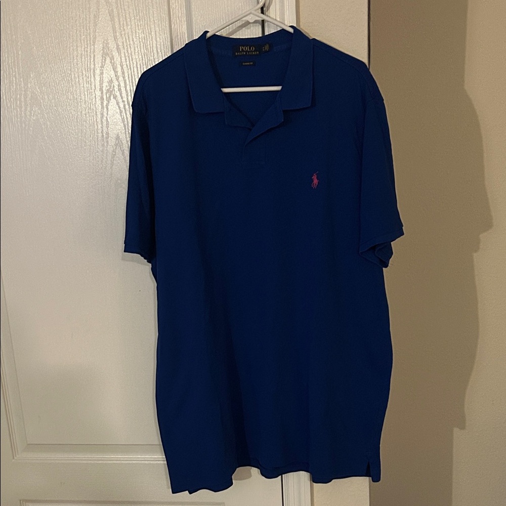 Polo Ralph Lauren Classic Fit Mesh Polo Shirt Blue Pink Pony XL